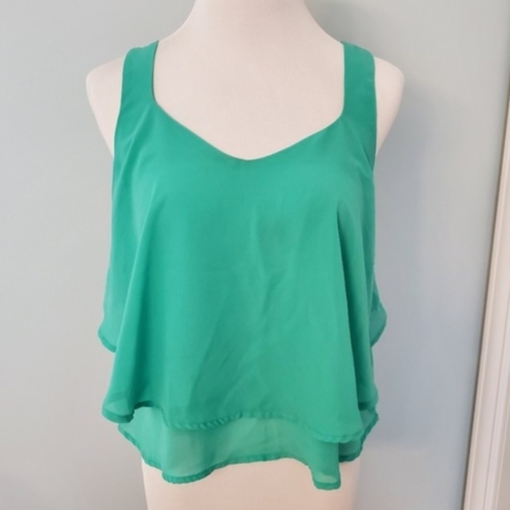 Mine Mint Green Flowy Crop Top Tank